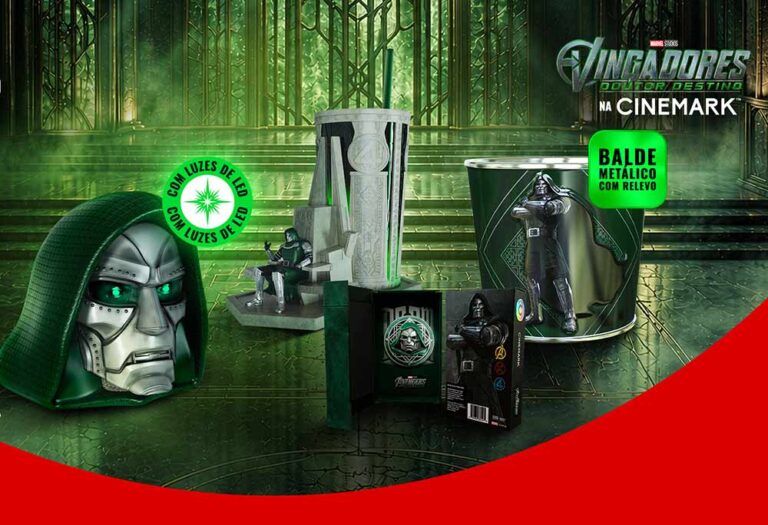 Cinemark lança coleção de “Vingadores: Doutor Destino”, incluindo pins metálicos em parceria com a Iron Studios